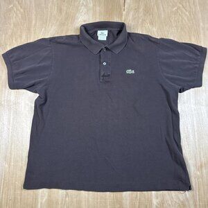 Lacoste Polo Shirt Mens Large Size 5 Brown Short Sleeve Embroidered Croc Casual